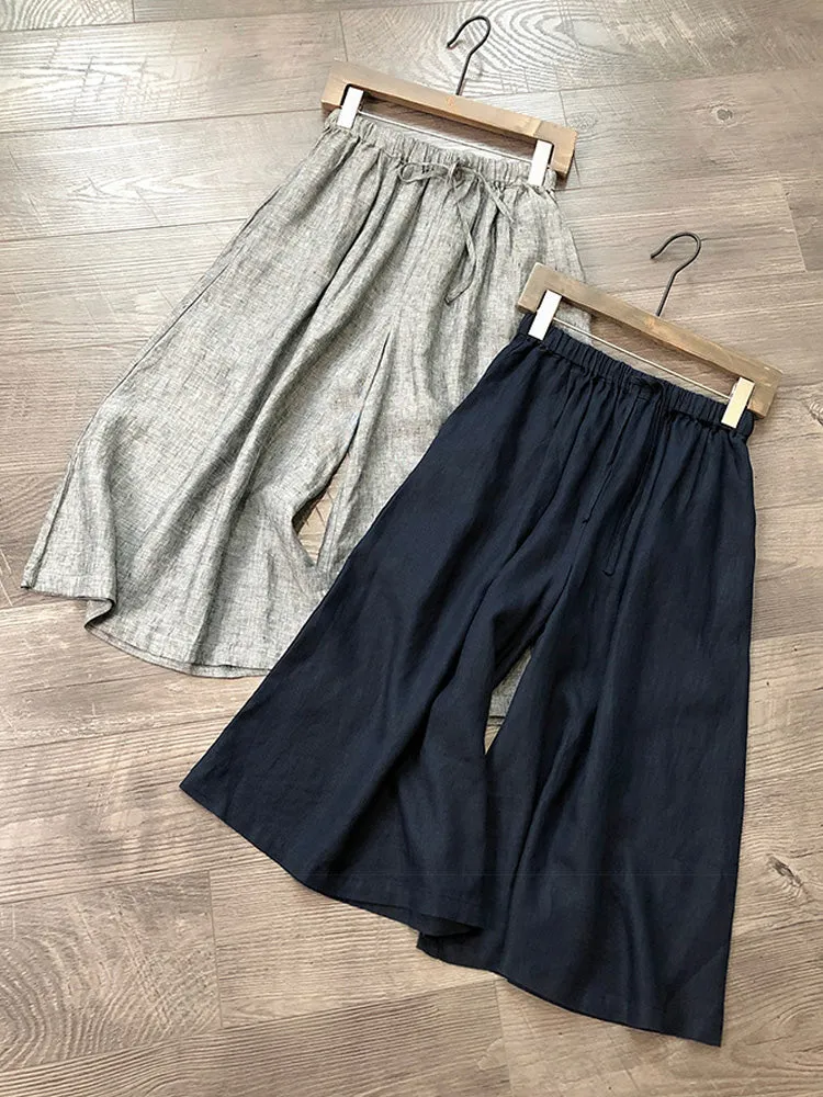 100% Linen Drawstring Culottes