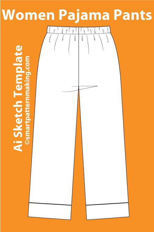 12 Women's Pants Types: Fashion Sketch and Vector Illustrations, Flat Sketch Front & Back View Template Included