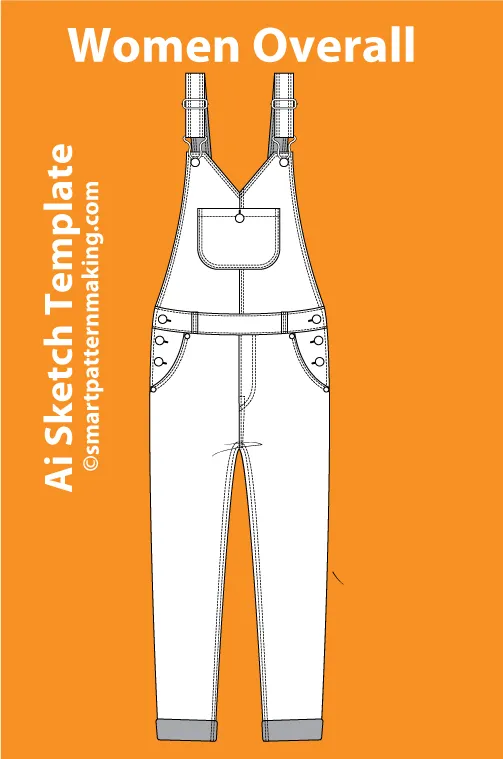 12 Women's Pants Types: Fashion Sketch and Vector Illustrations, Flat Sketch Front & Back View Template Included