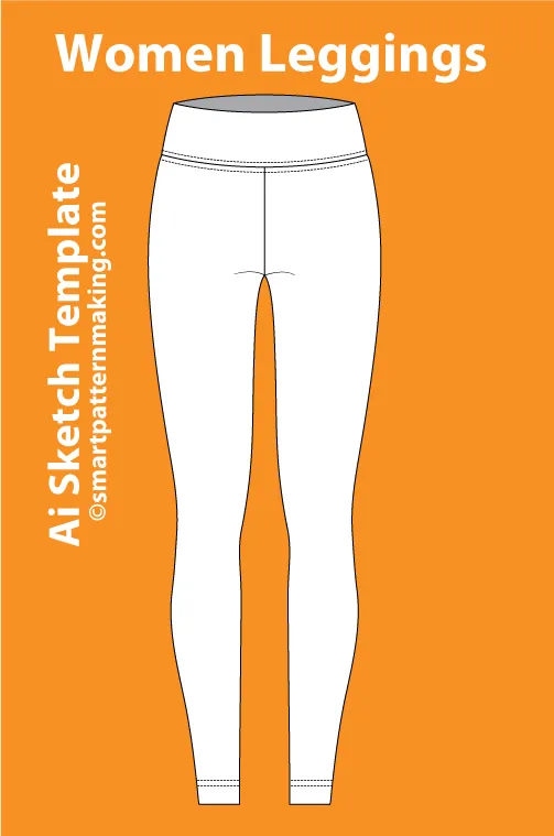 12 Women's Pants Types: Fashion Sketch and Vector Illustrations, Flat Sketch Front & Back View Template Included