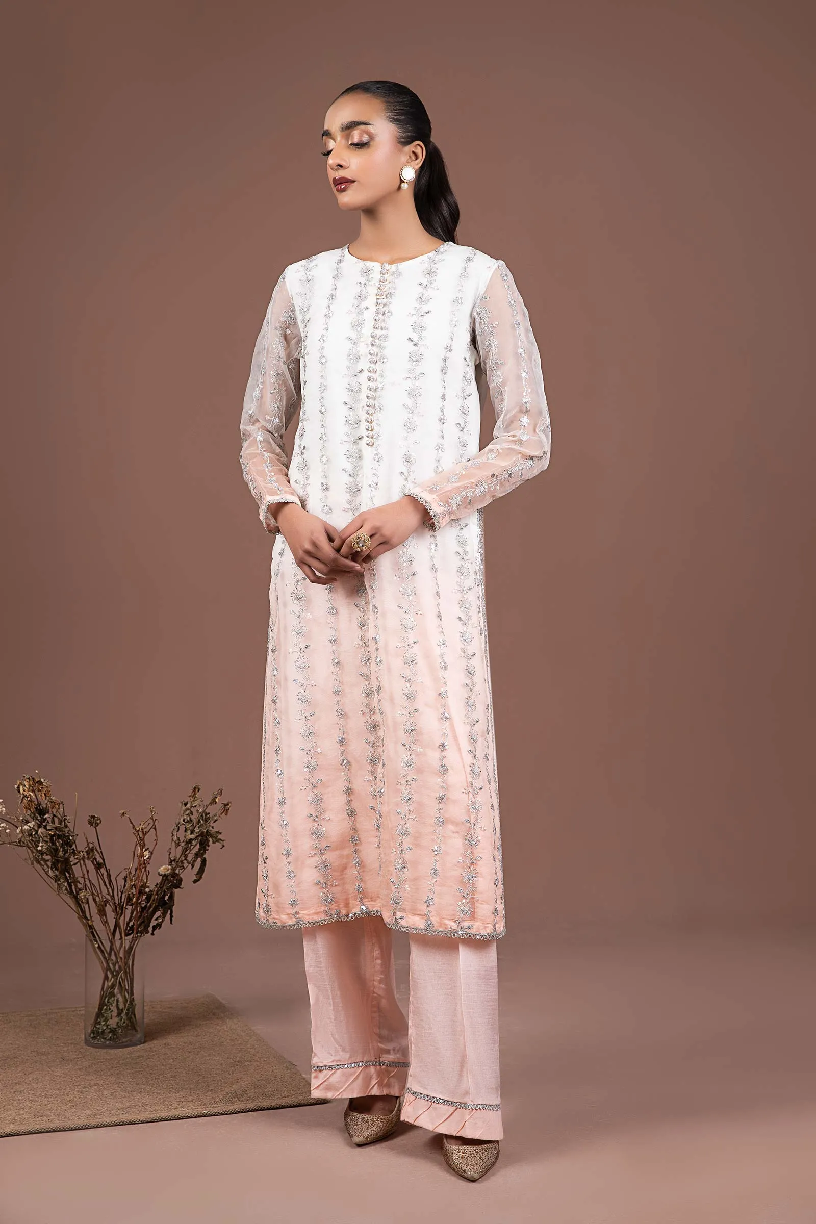 2 Pc Embroidered Organza Suit | MB-F24-509