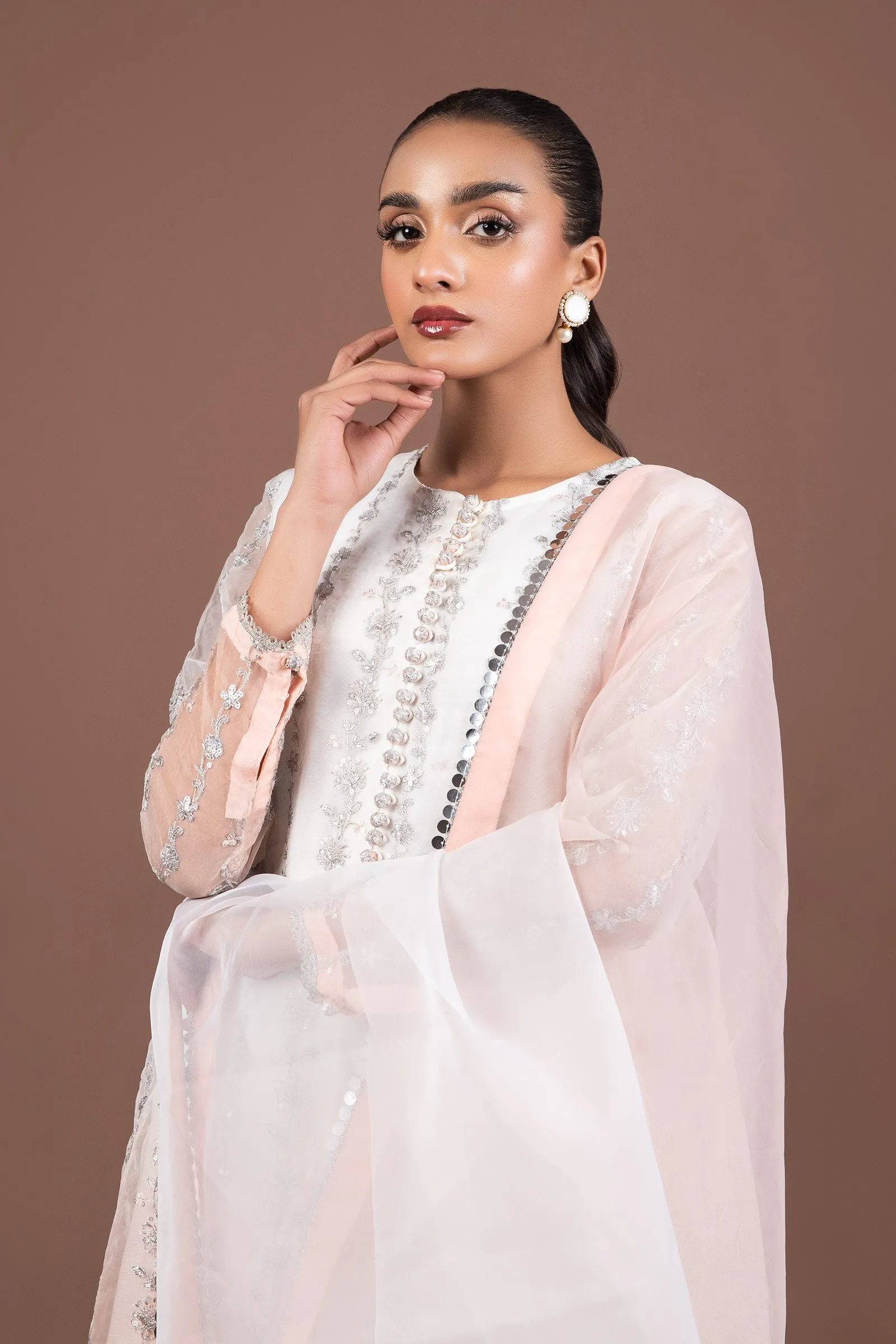 2 Pc Embroidered Organza Suit | MB-F24-509