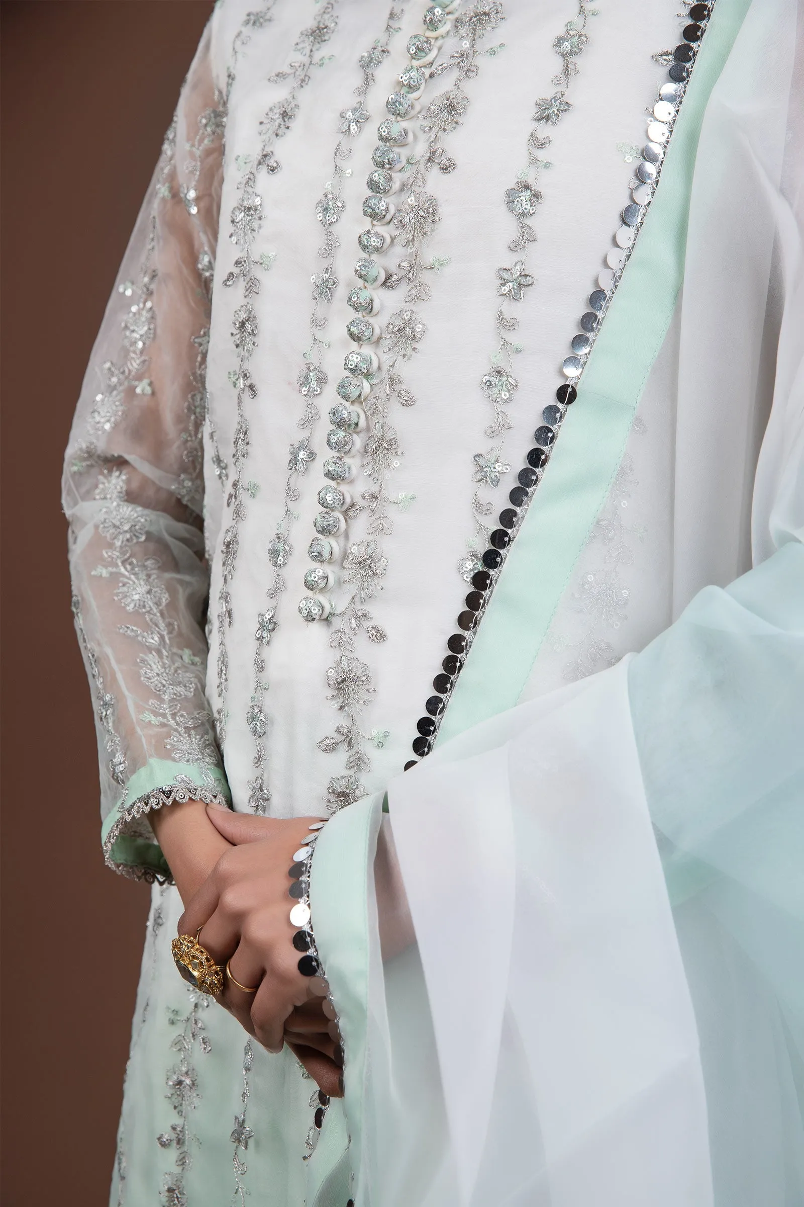 2 Piece Embroidered Organza Suit | MB-F24-509