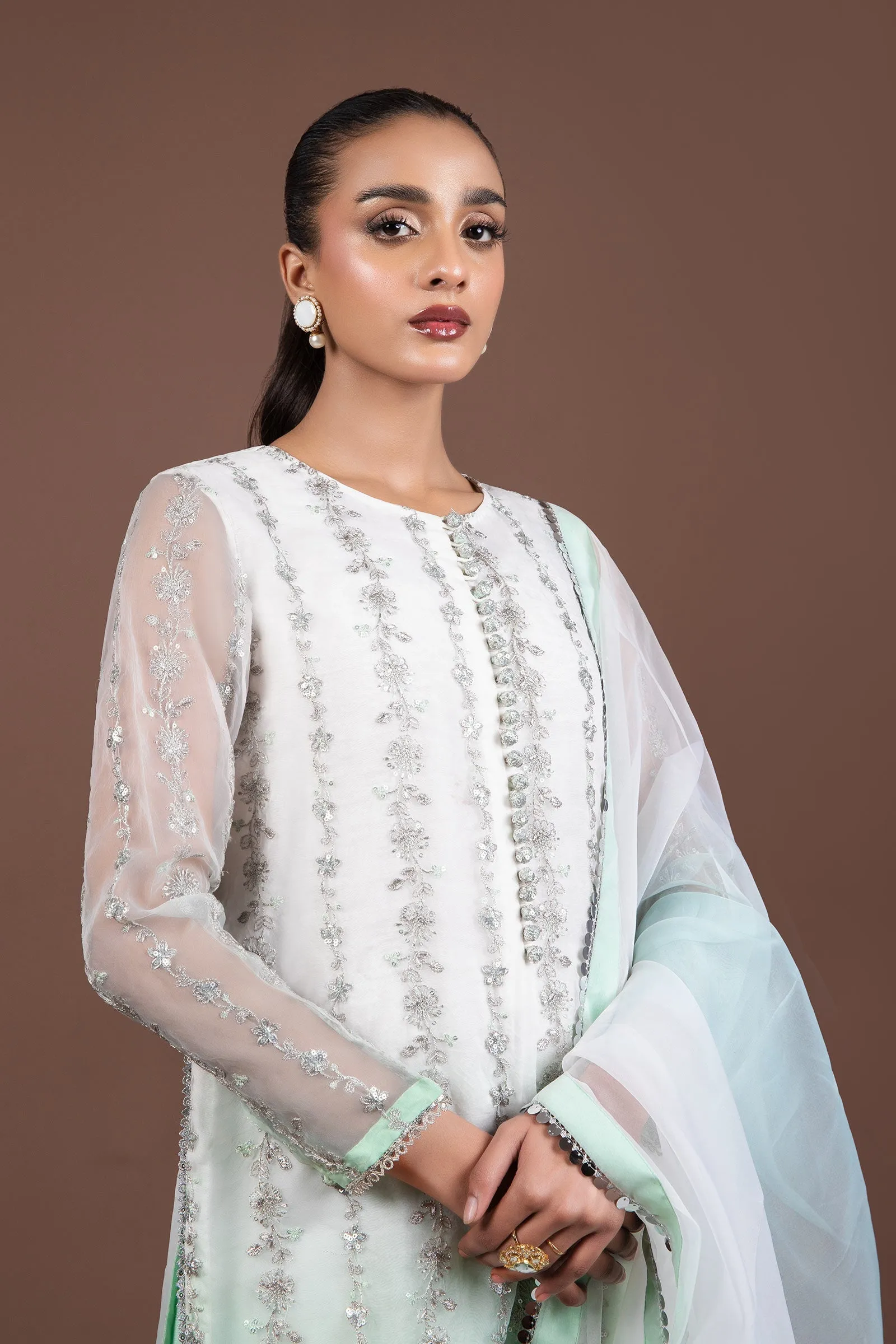 2 Piece Embroidered Organza Suit | MB-F24-509