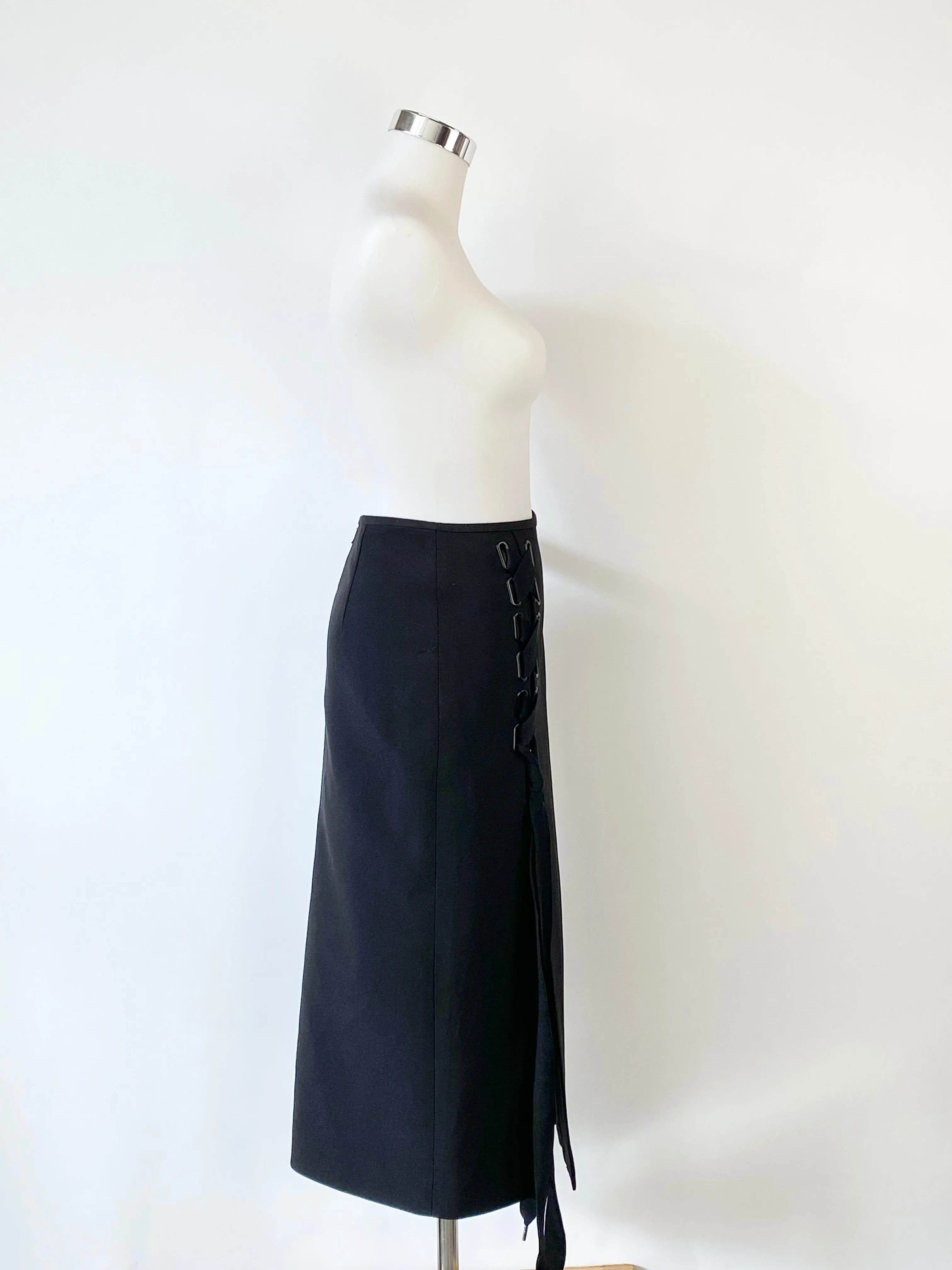 Acler Black Lace Up Pencil Skirt - AU8