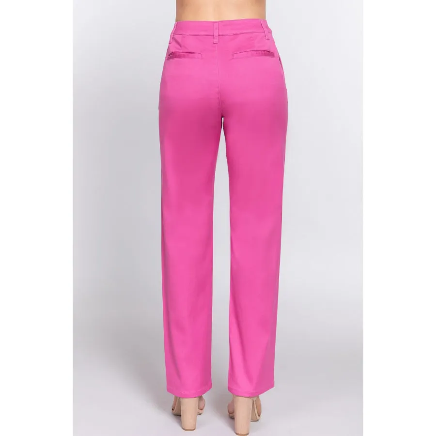 ACTIVE BASIC High Waist Straight Twill Pants