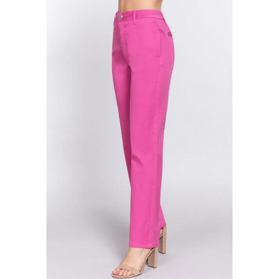 ACTIVE BASIC High Waist Straight Twill Pants