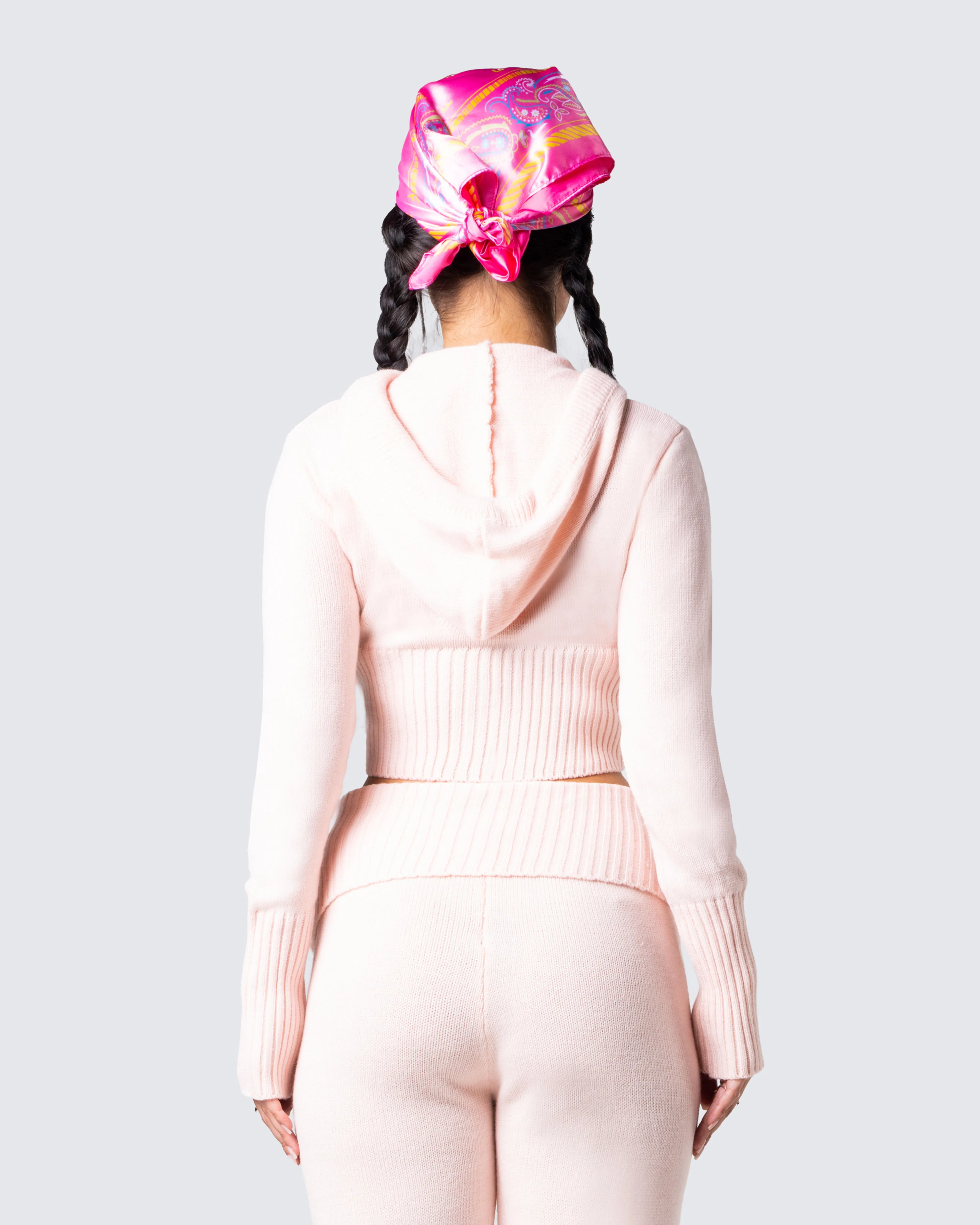 Alyssa Pink Knit Cropped Jacket