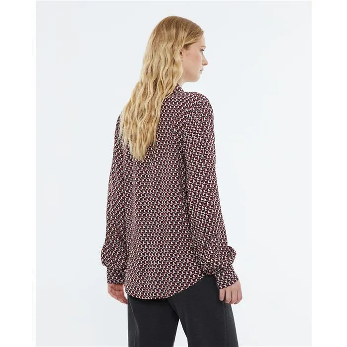 Andam -  Burgundy   Grey Geometric Print Shirt