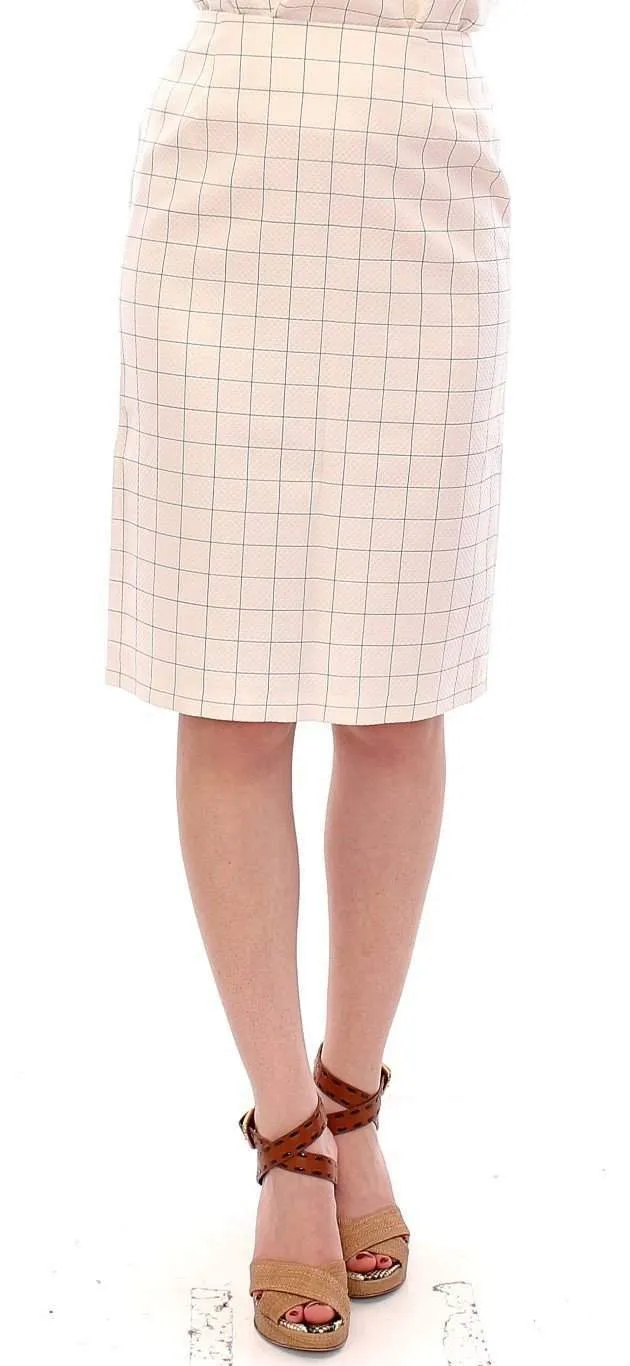 Andrea Incontri  Cotton Checkered Pencil Skirt