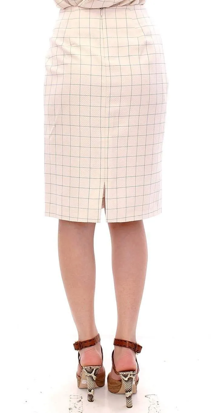 Andrea Incontri  Cotton Checkered Pencil Skirt