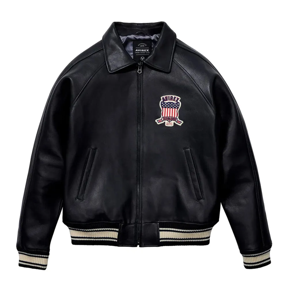 Avirex Black Bomber Leather Jacket