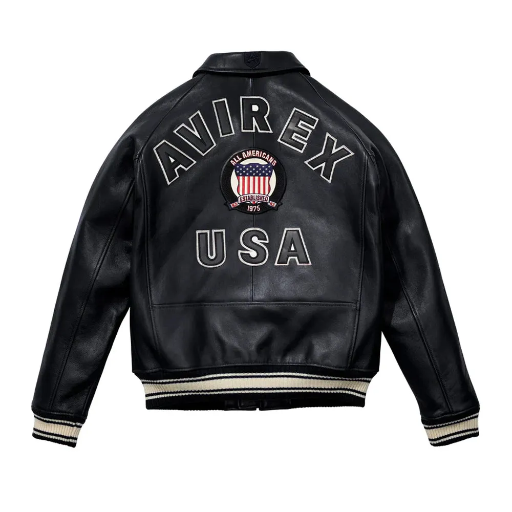 Avirex Black Bomber Leather Jacket