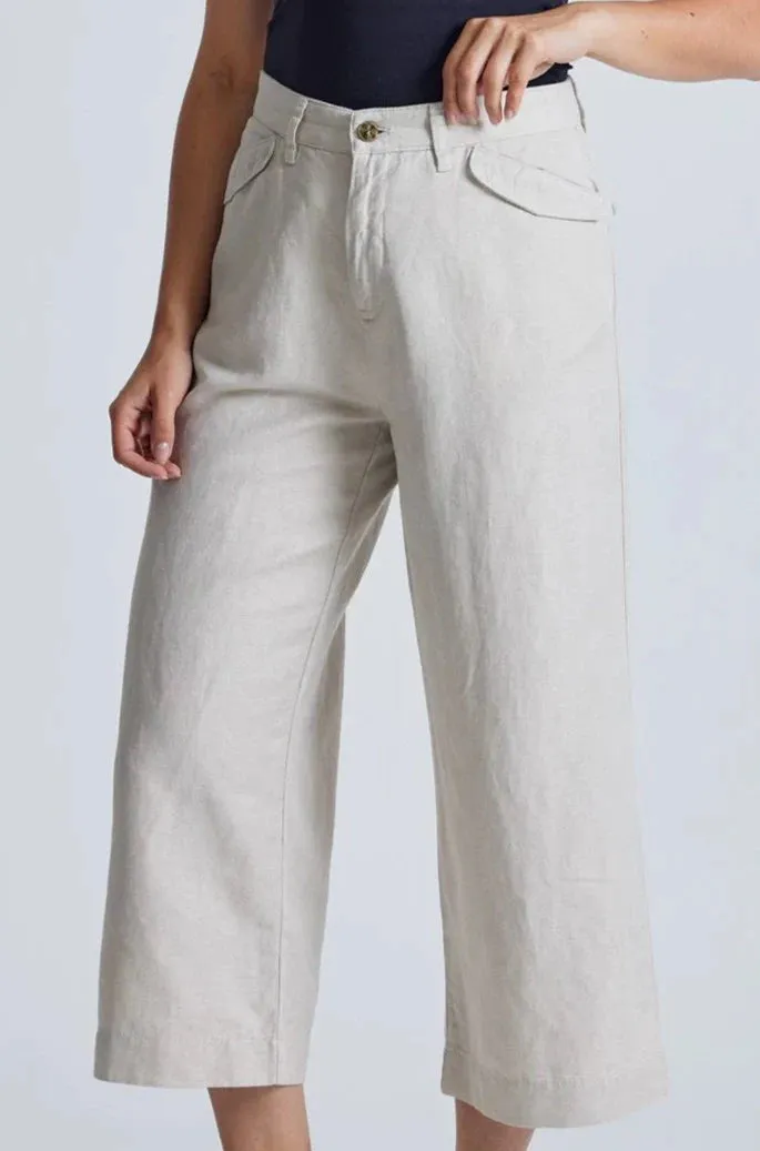 Betty Wide Leg Culottes in Natural - GOTS Organic Cotton & Linen