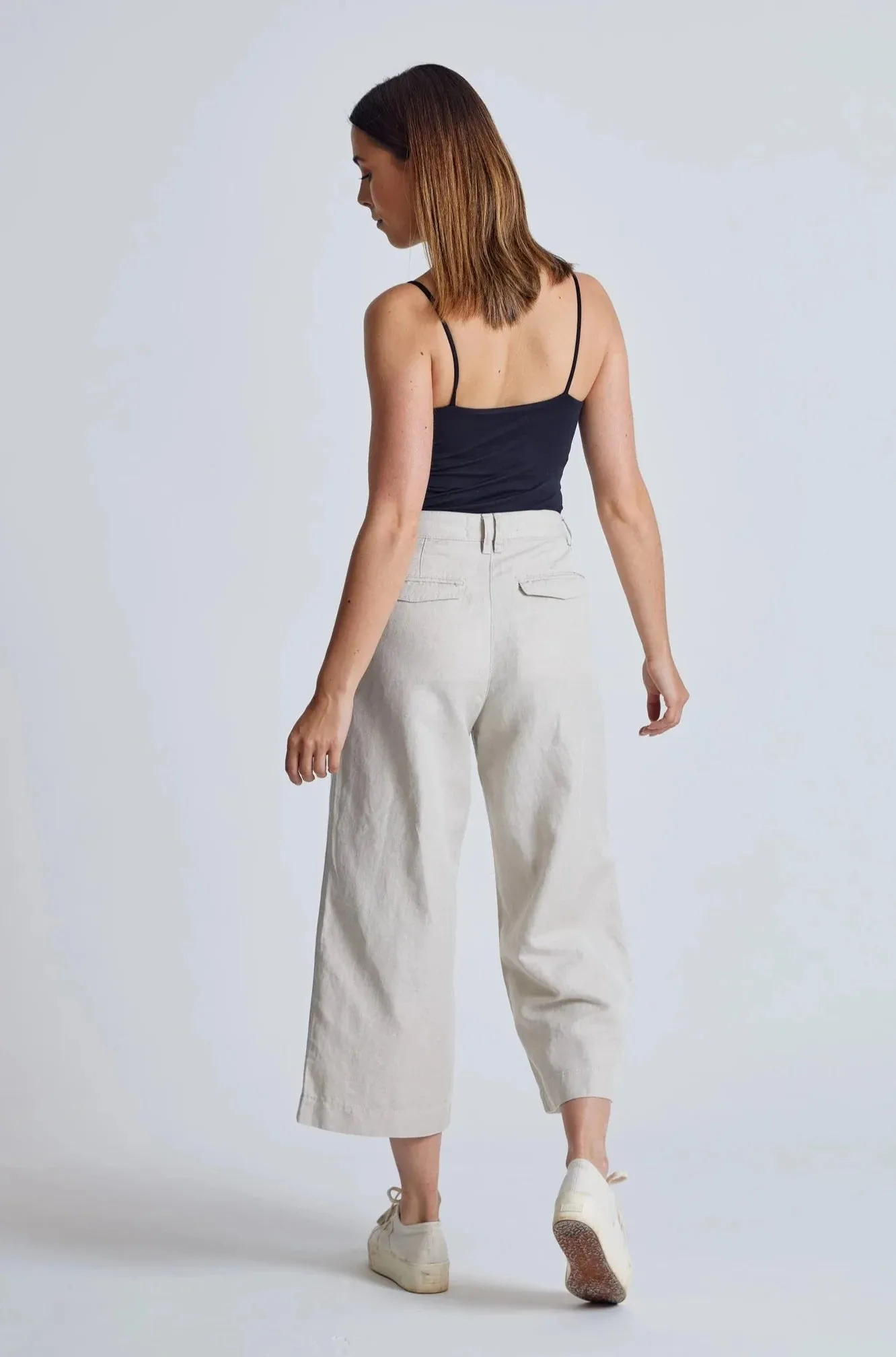 Betty Wide Leg Culottes in Natural - GOTS Organic Cotton & Linen