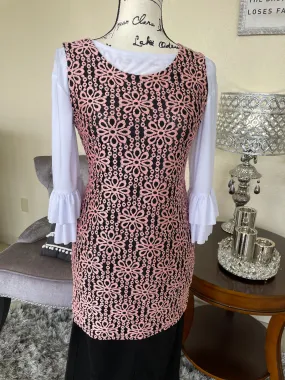 Black & Pink Lace Tank