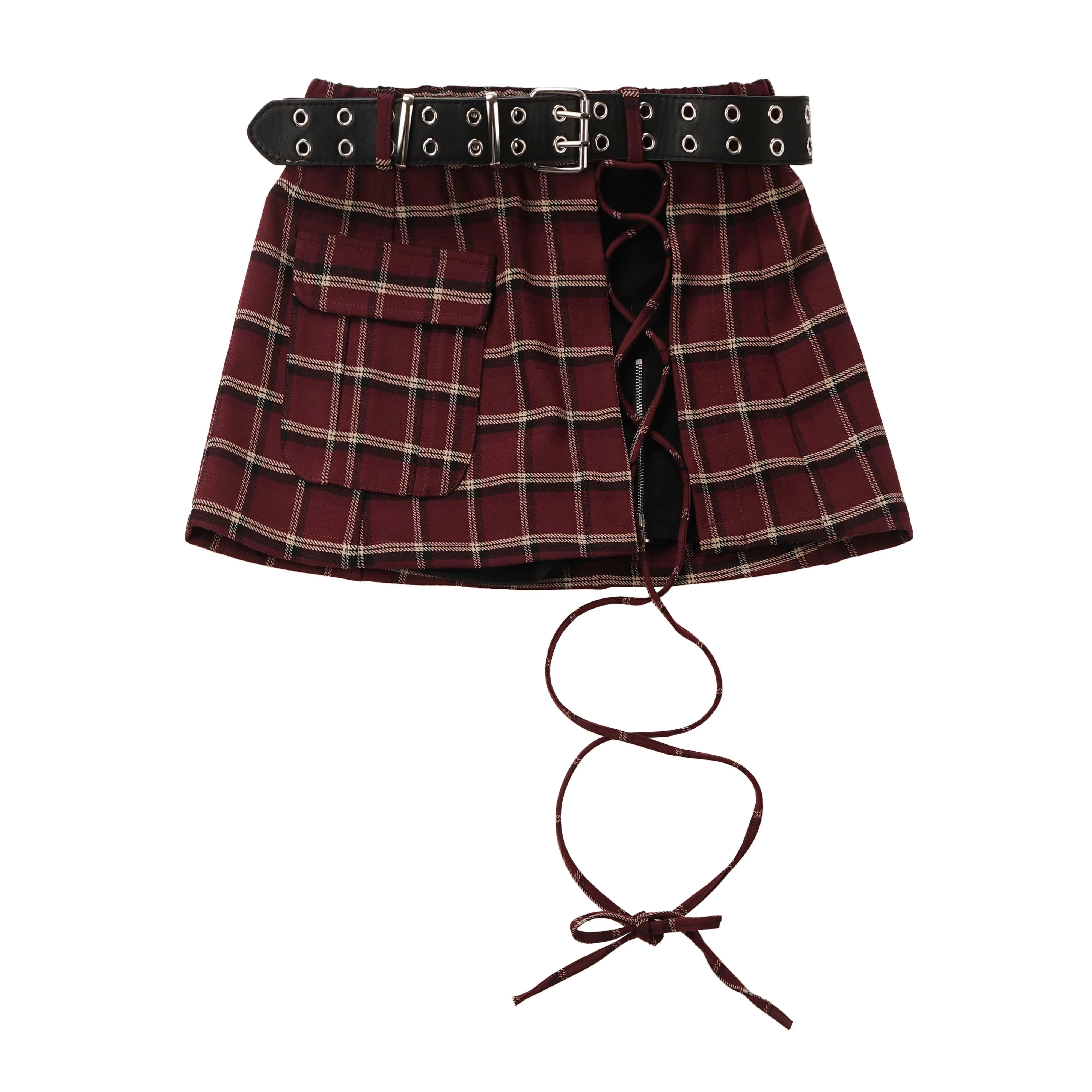 Black Blazer White Shirt and Red Plaid Skirt Set