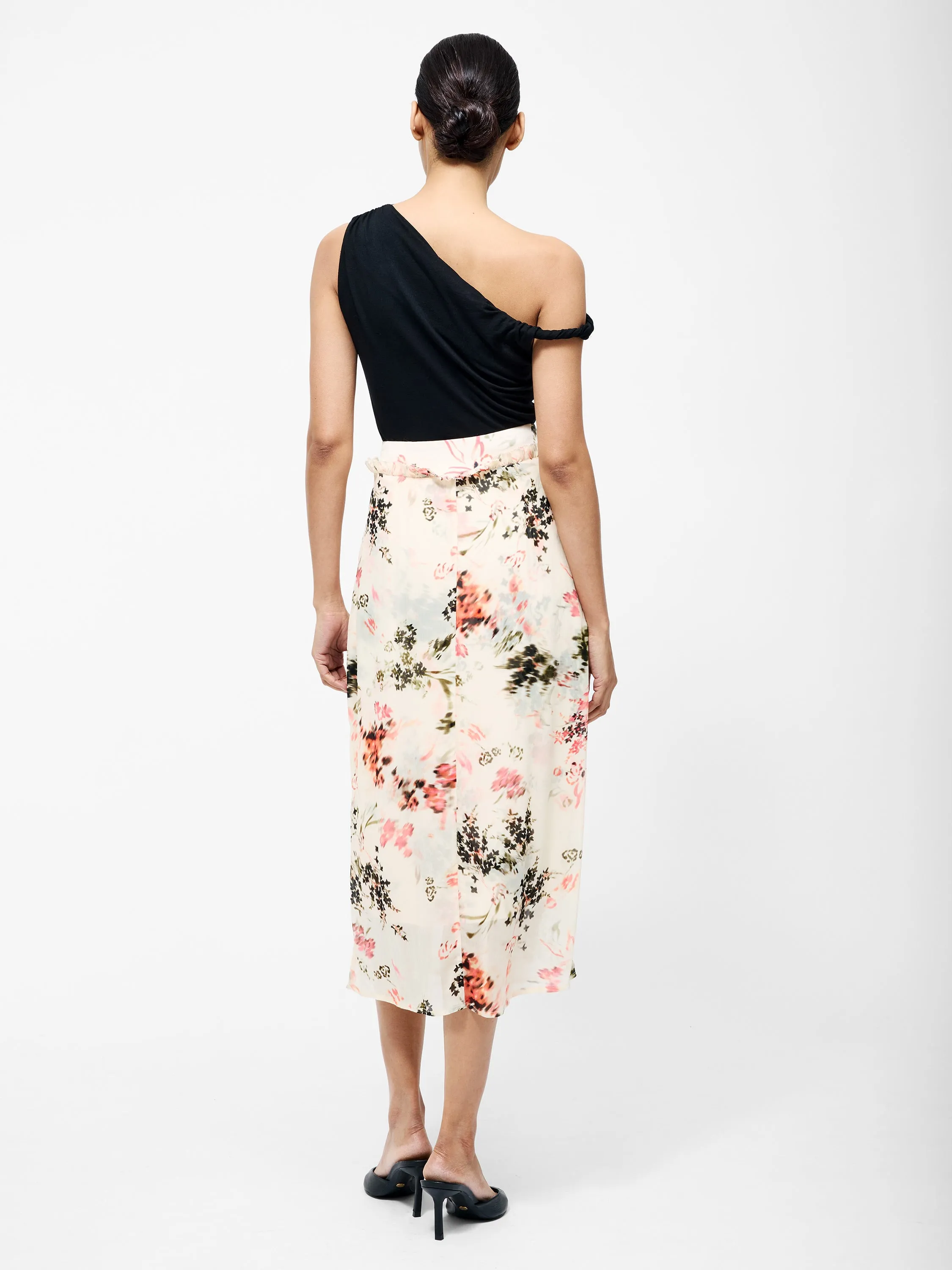 Candice Satin Georgette Overlay Midi Skirt