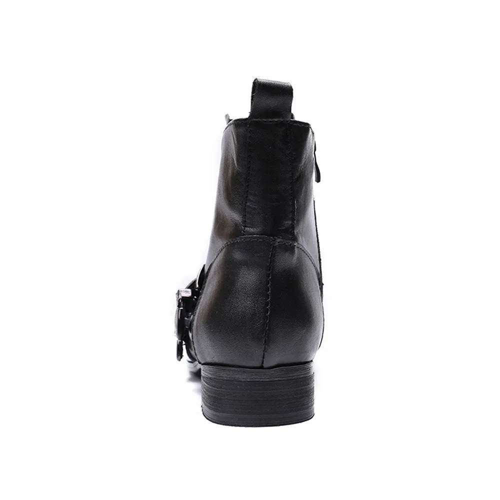 Captoe Monk Strap Zip Men Ankle Boots