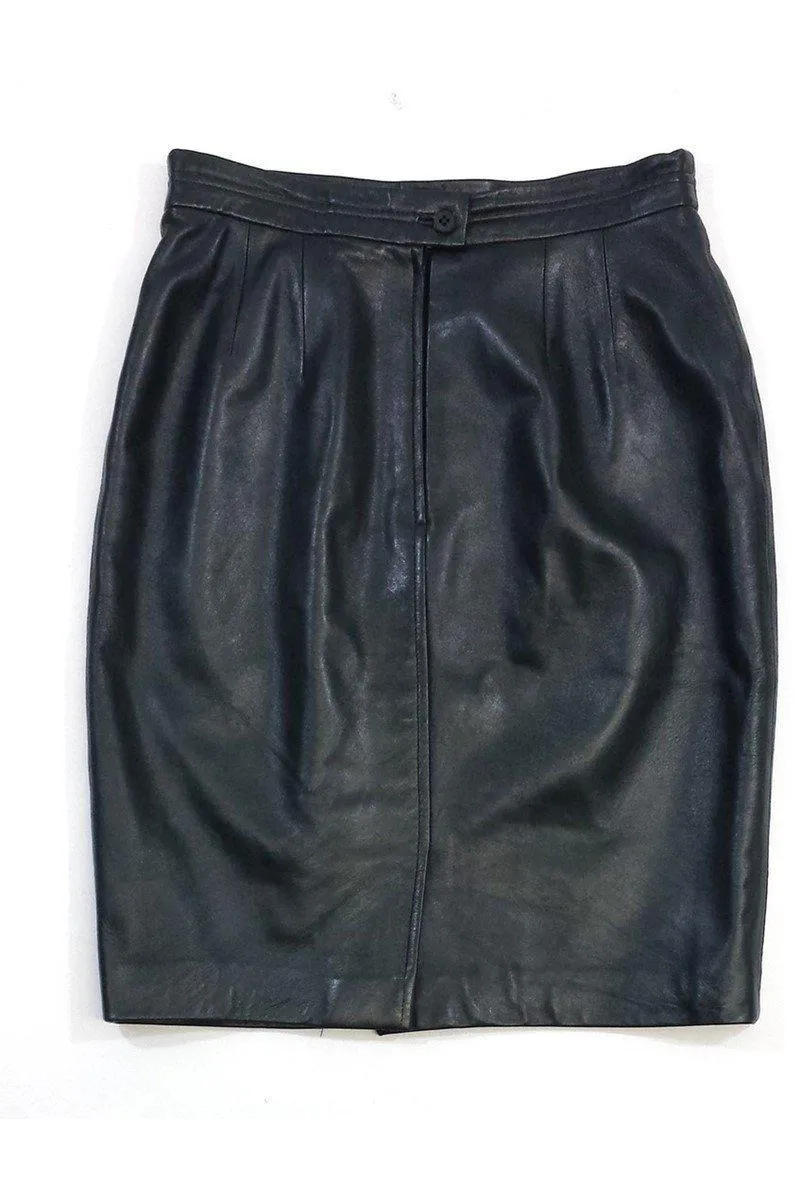 Carlisle - Dark Green Leather Pencil Skirt Sz 10