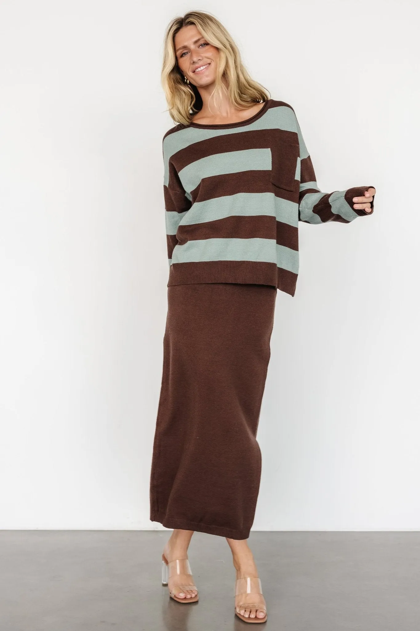 Carlotta Sweater   Skirt Set | Brown   Turquoise