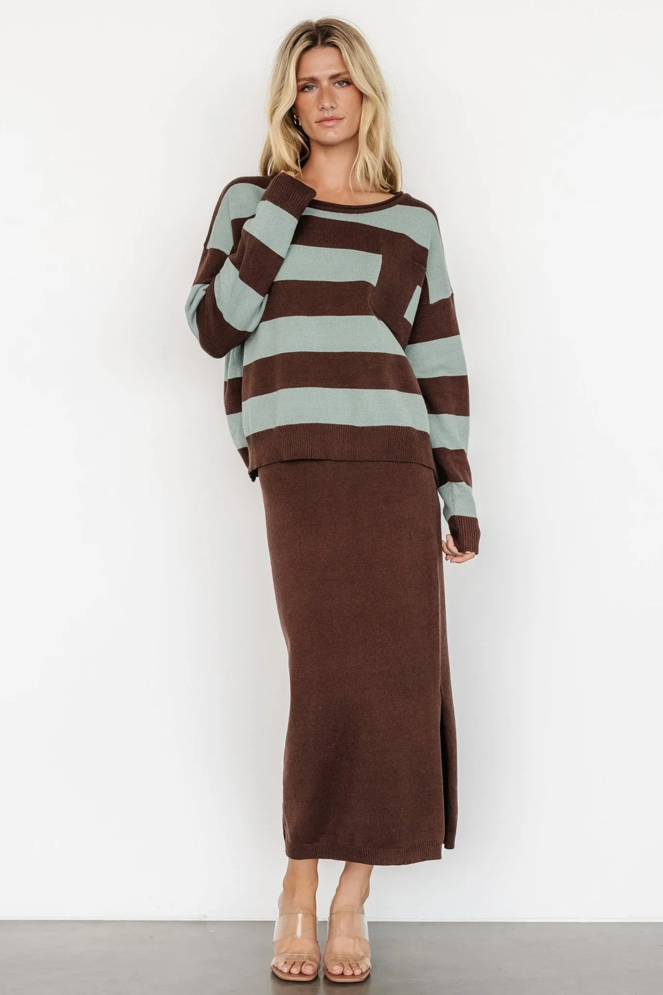 Carlotta Sweater   Skirt Set | Brown   Turquoise