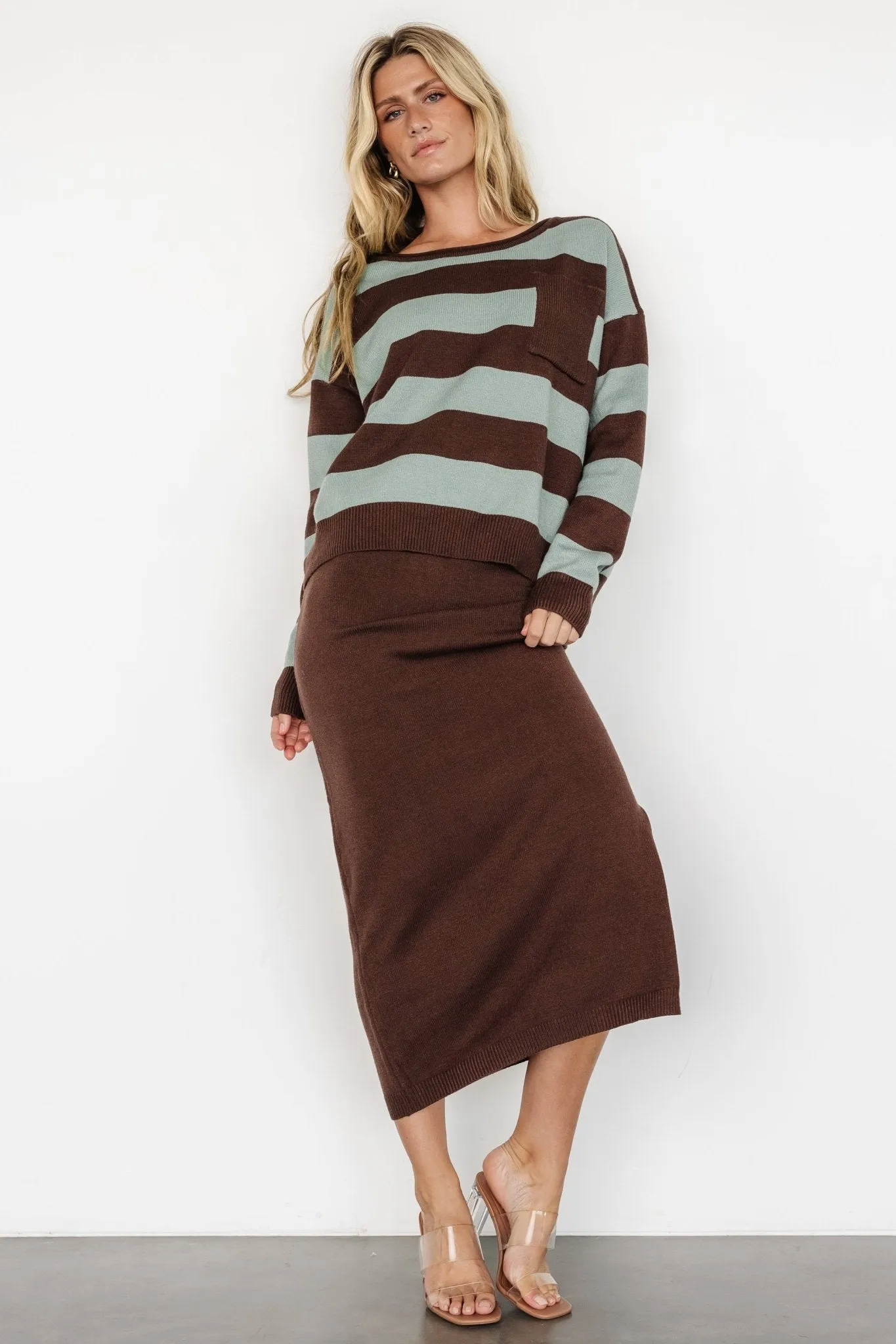 Carlotta Sweater   Skirt Set | Brown   Turquoise