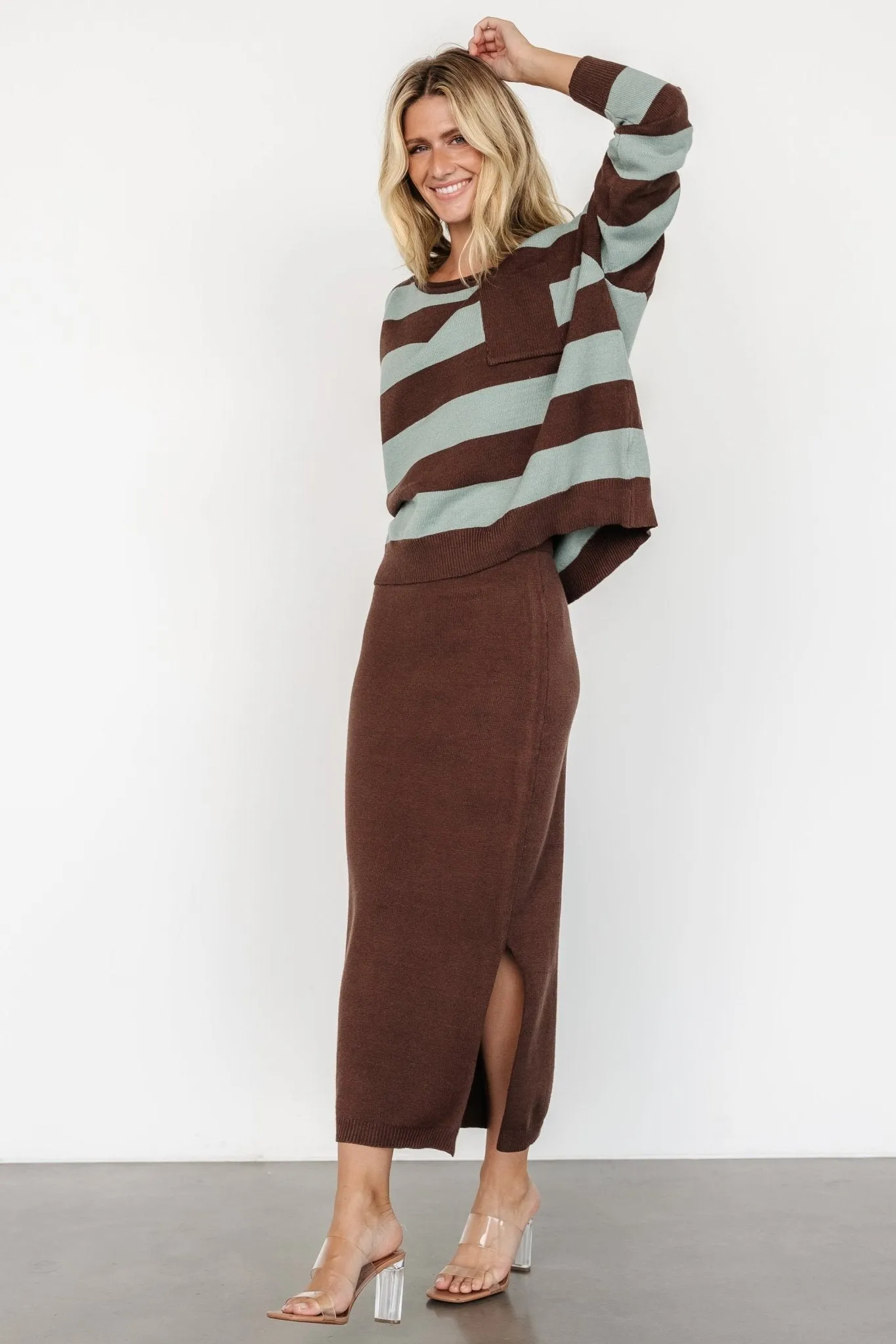 Carlotta Sweater   Skirt Set | Brown   Turquoise