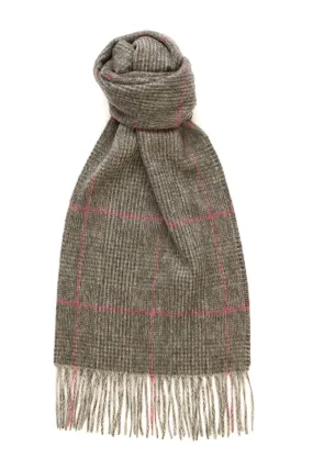 Cashmere Glen Check Grey & Raspberry Scarf