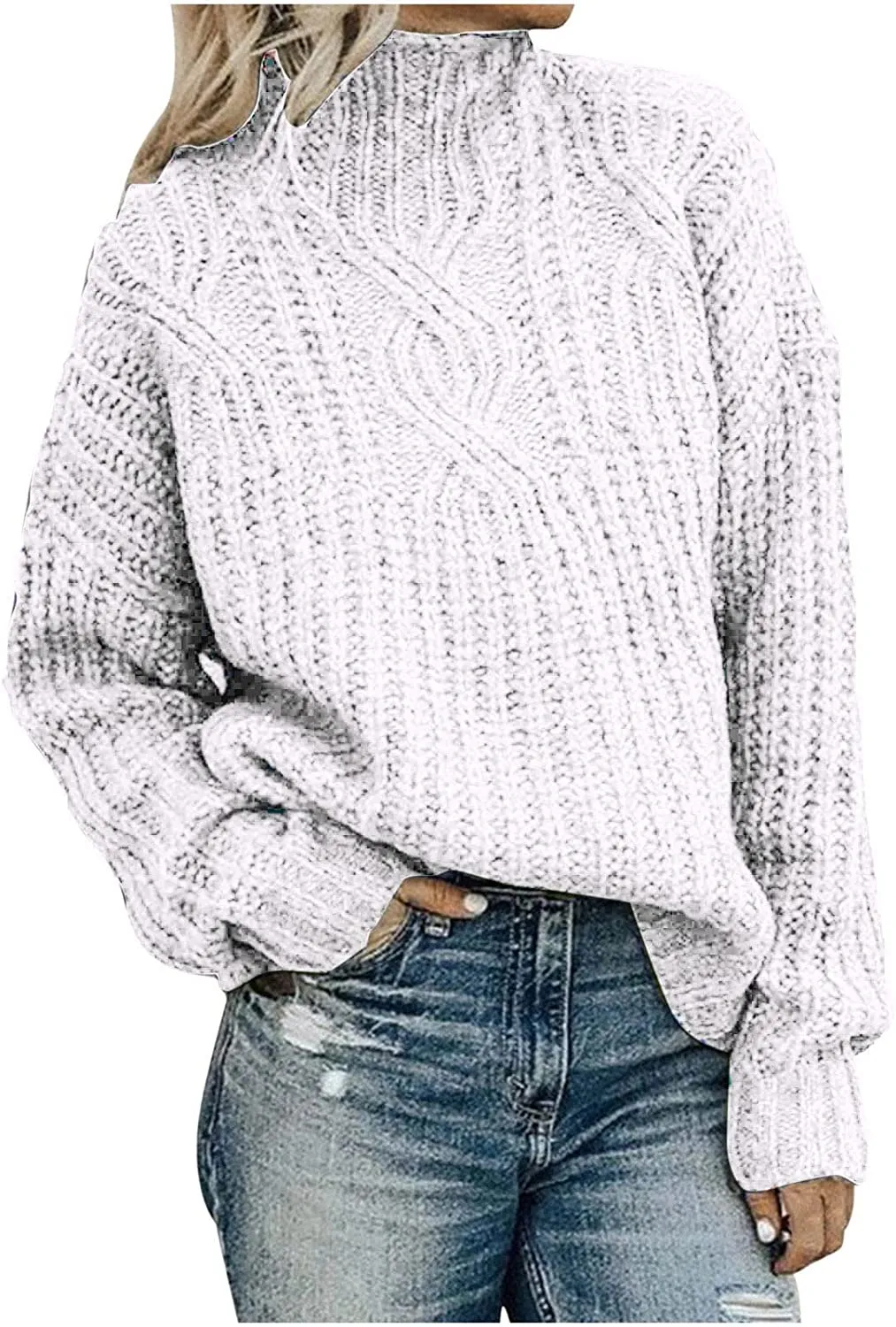 Casual Cable Knit Sweater for Women Fall Crewneck Long Sleeve Pullover Knitwear Button Decor Lightweight Jumper Top