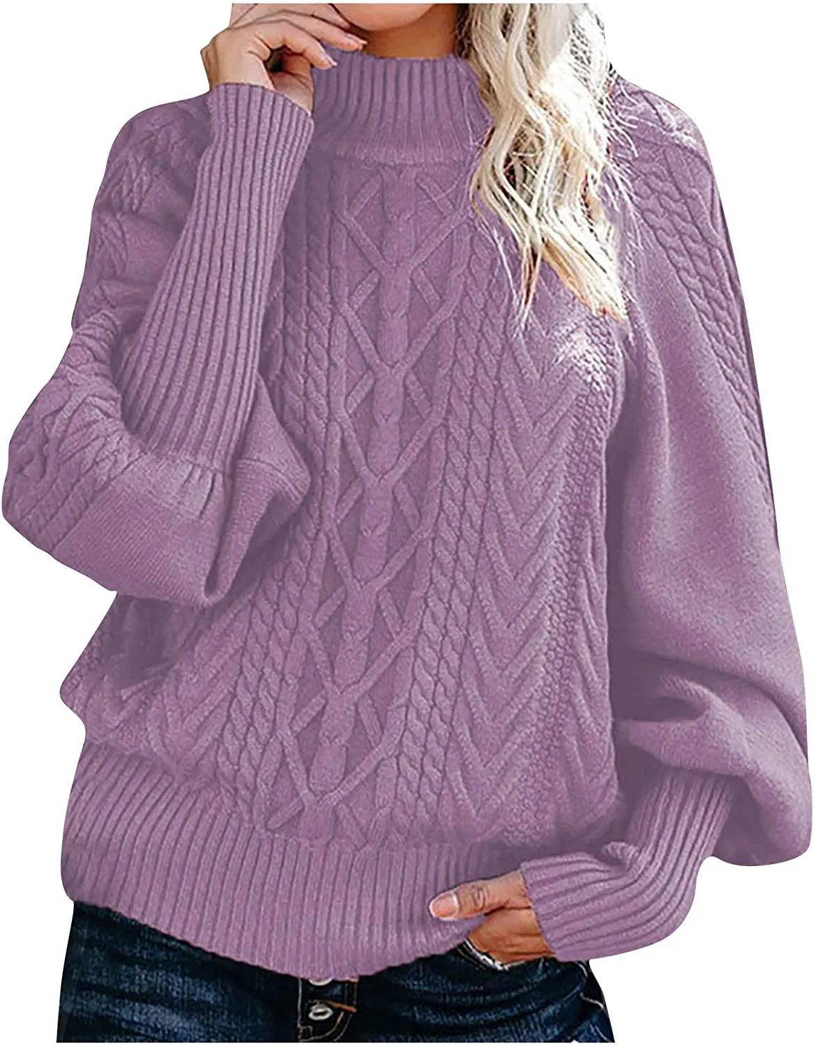 Casual Cable Knit Sweater for Women Fall Crewneck Long Sleeve Pullover Knitwear Button Decor Lightweight Jumper Top