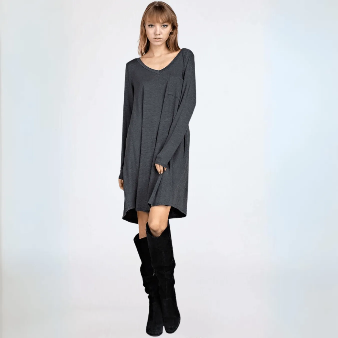 Charcoal Grey Bamboo Dress/Tunic Made in USA