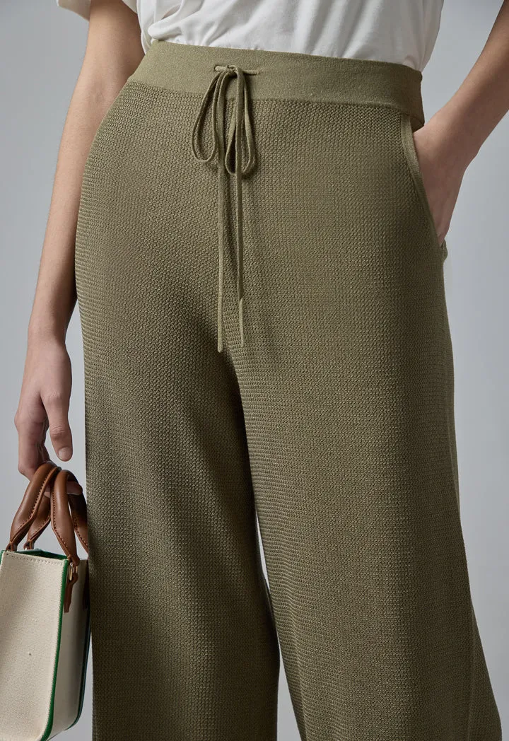 Choice Lurex Straight Wide Leg Knitted Culottes Taupe