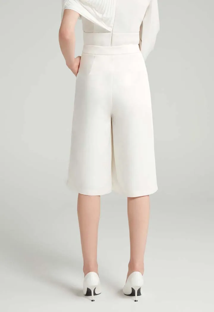 Choice Solid Culottes With Pocket Detail Off White