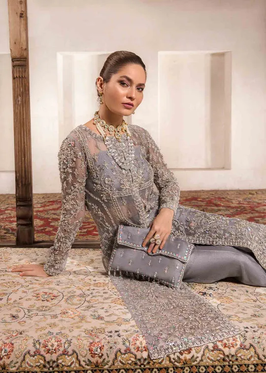 Classic Grey embellished Pakistani Wedding Dress Kameez Trousers