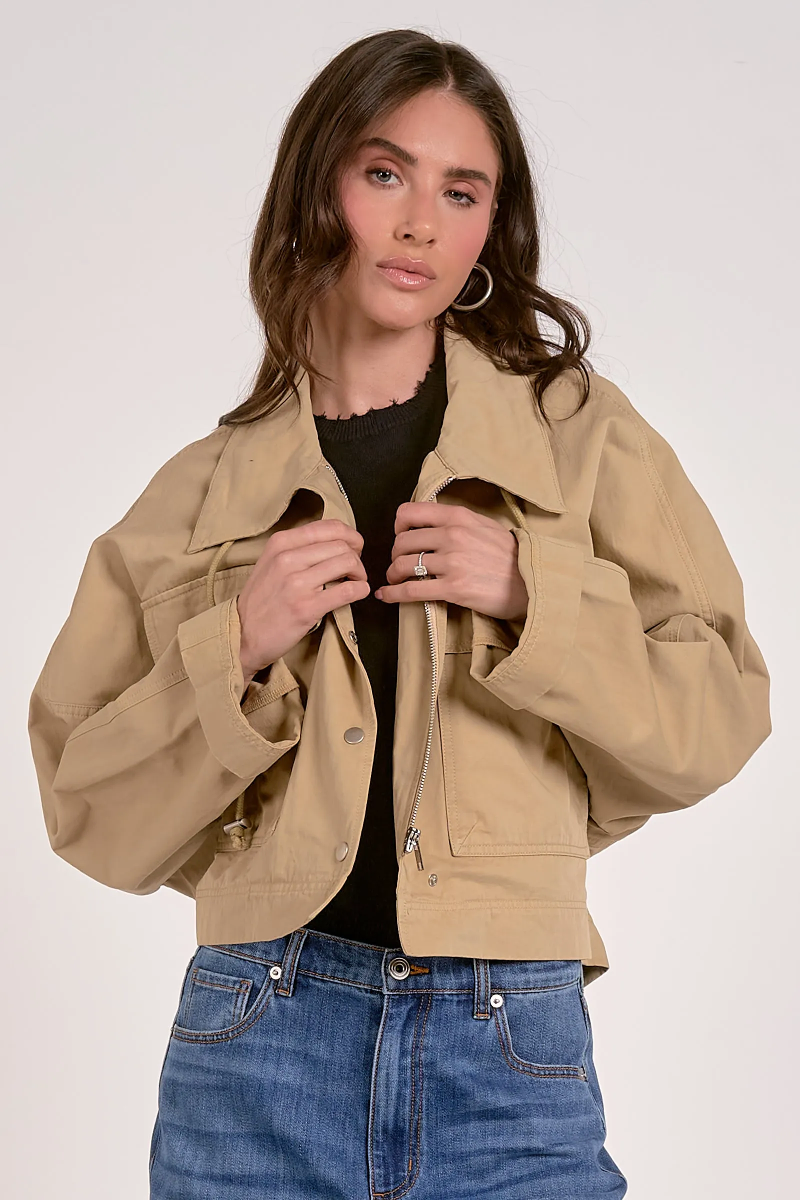 Cropped Trench Jacket, Sand