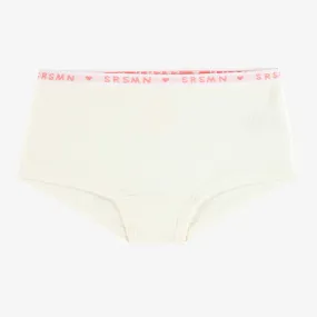 Culotte garçonne crème uni en jersey, enfant || Plain cream boycut panties in jersey, child