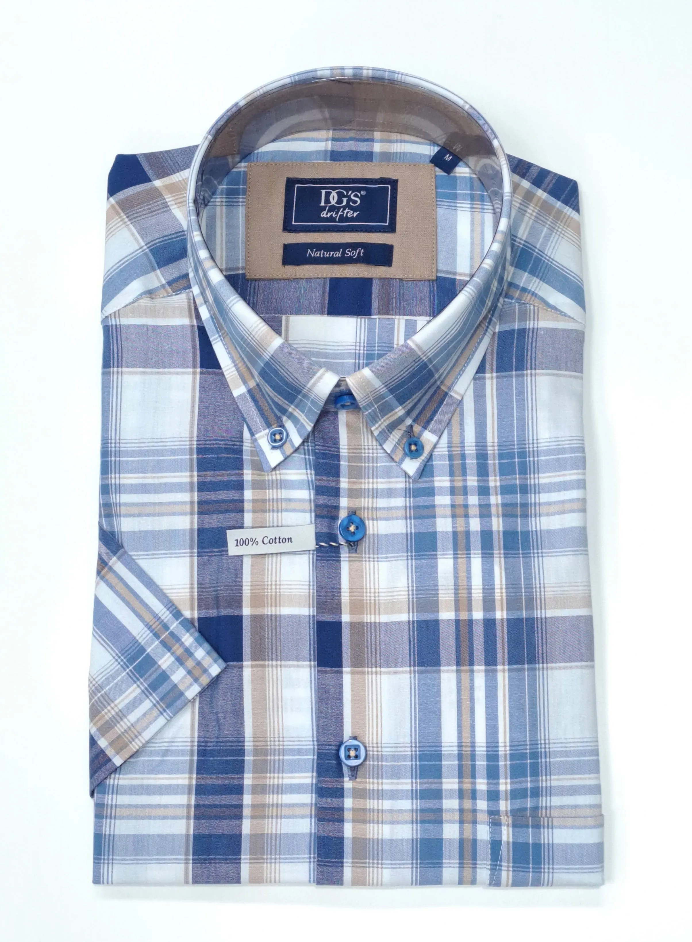 Daniel Grahame Short Sleeve Checkered Casual Shirt - Blue