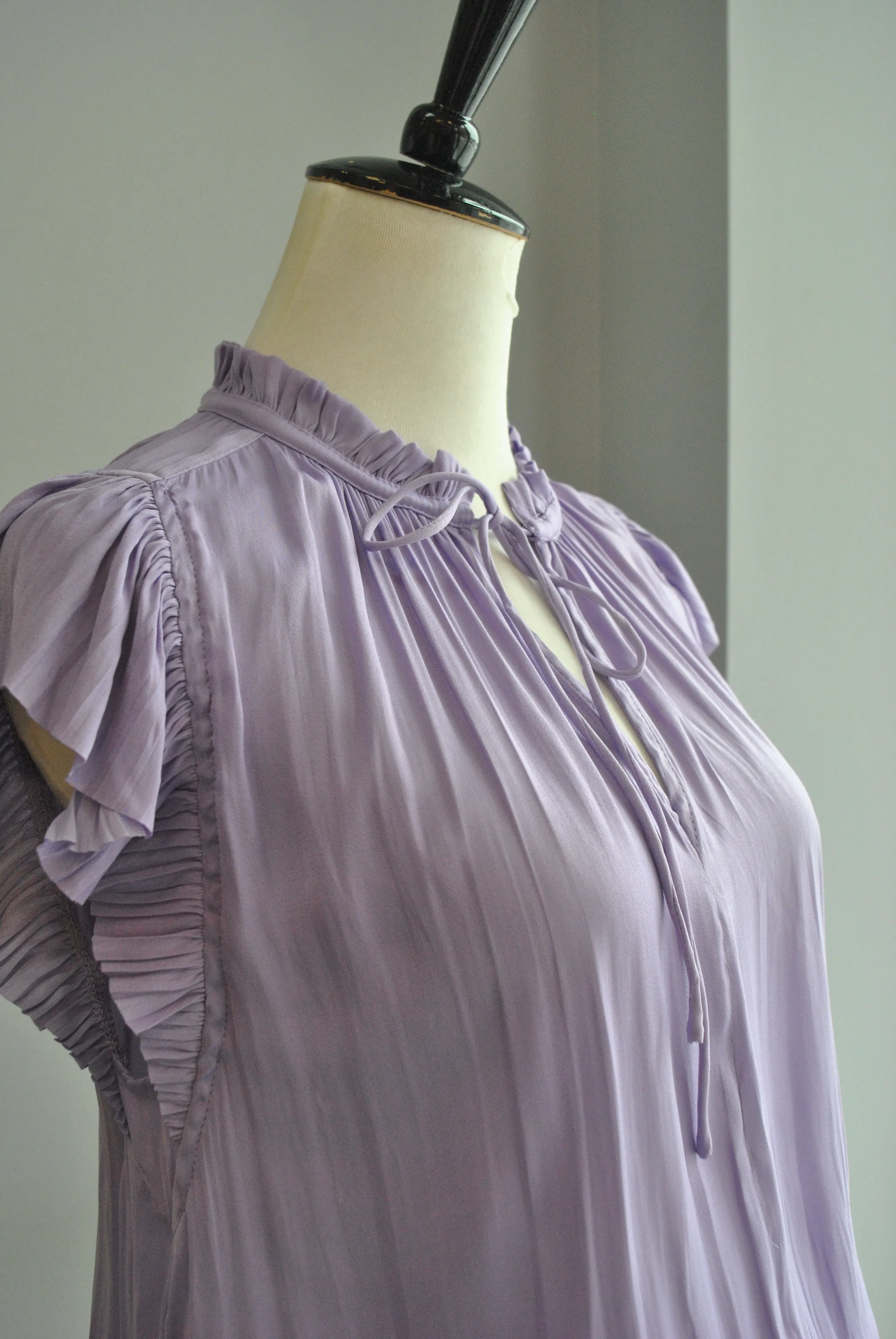 DARK LAVENDER TUNIC MIMI DRESS WITH ELASTIC WAIST