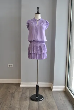 DARK LAVENDER TUNIC MIMI DRESS WITH ELASTIC WAIST