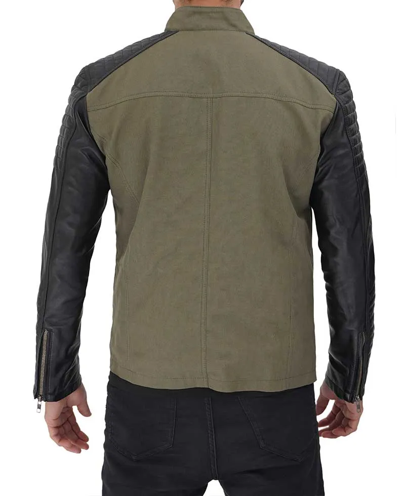 Darrell Green and Black Cafe Racer Jacket for Men