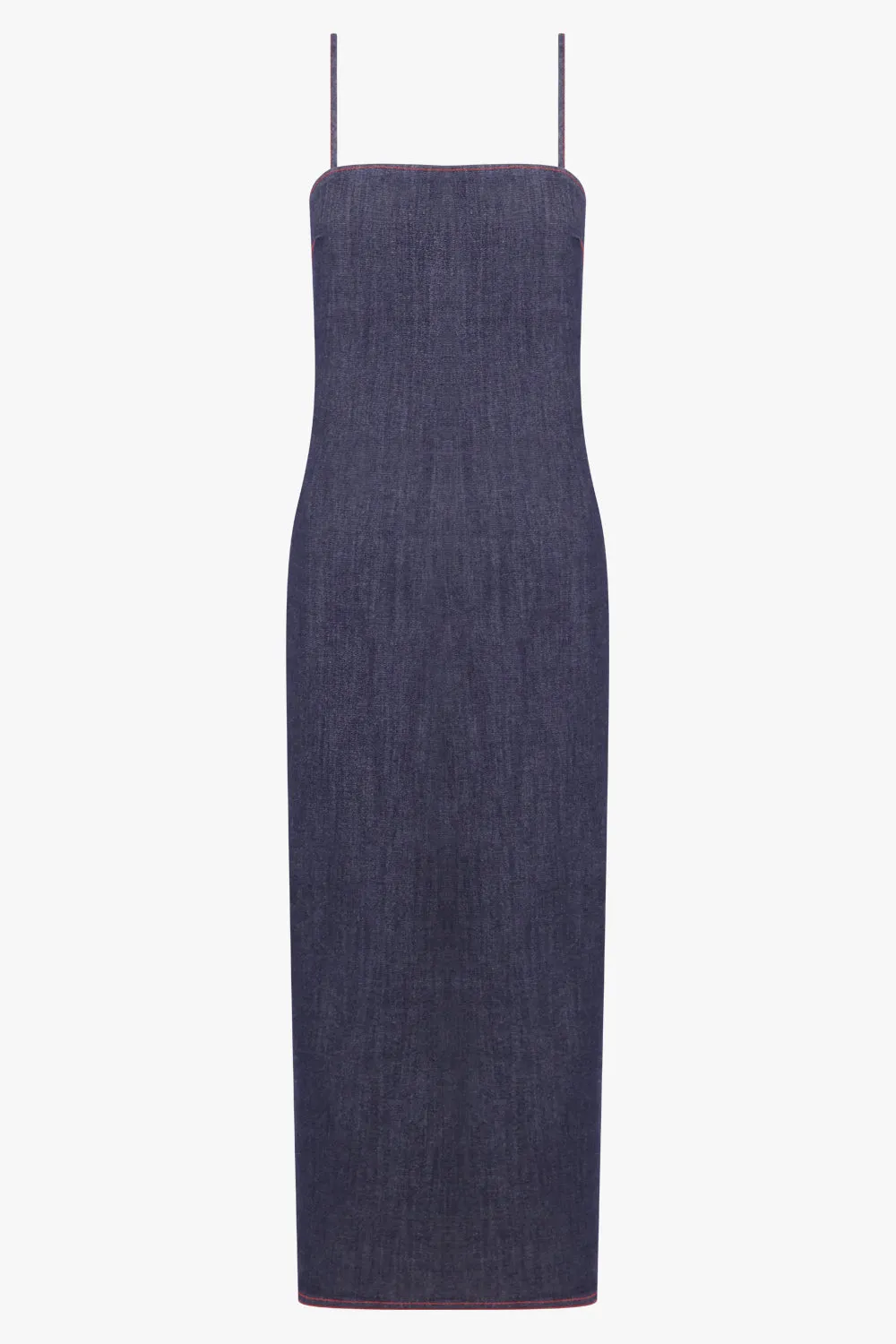 Denim Spaghetti Strap Midi Dress | Dark Blue