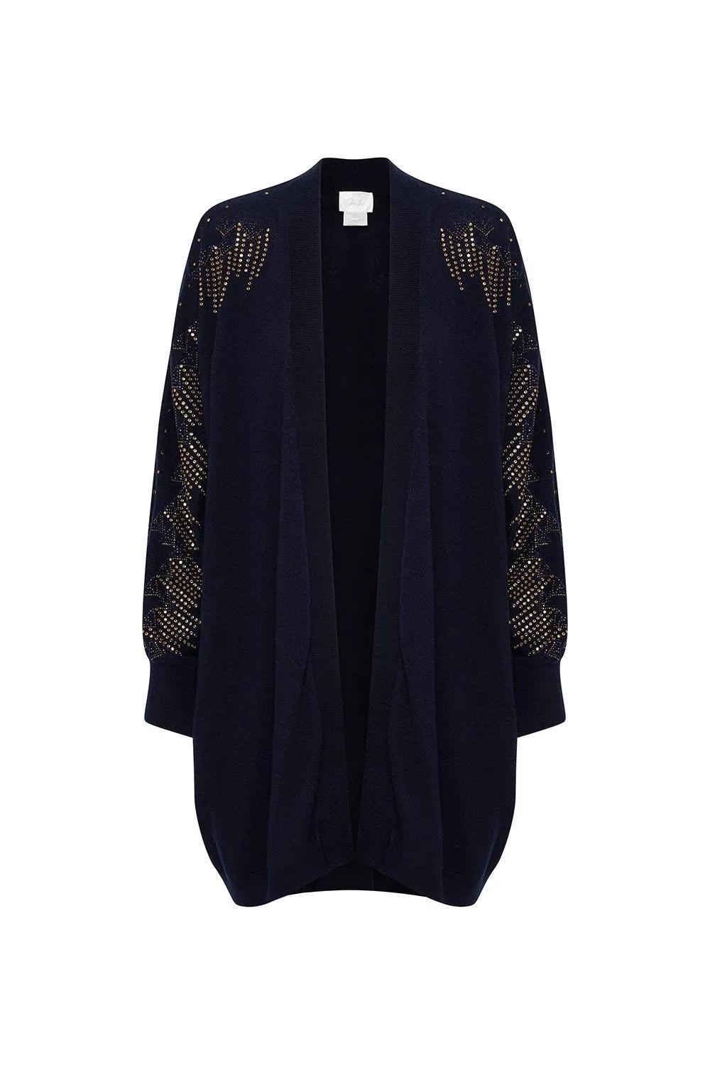 DOLMAN SHOULDER PAD CARDIGAN LUXE NAVY