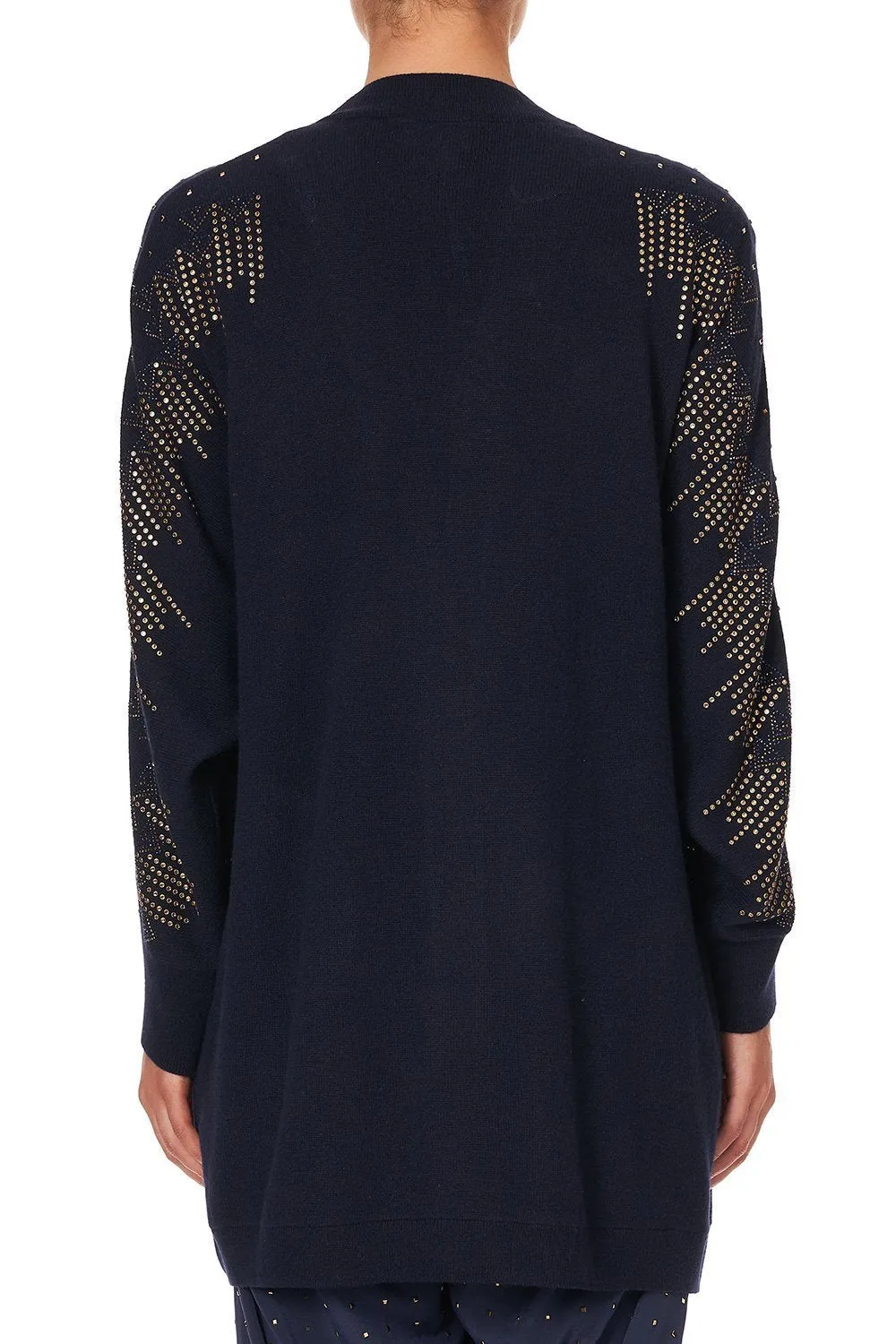 DOLMAN SHOULDER PAD CARDIGAN LUXE NAVY