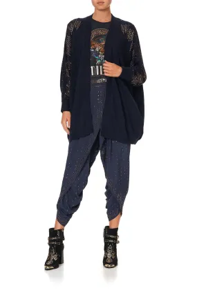 DOLMAN SHOULDER PAD CARDIGAN LUXE NAVY