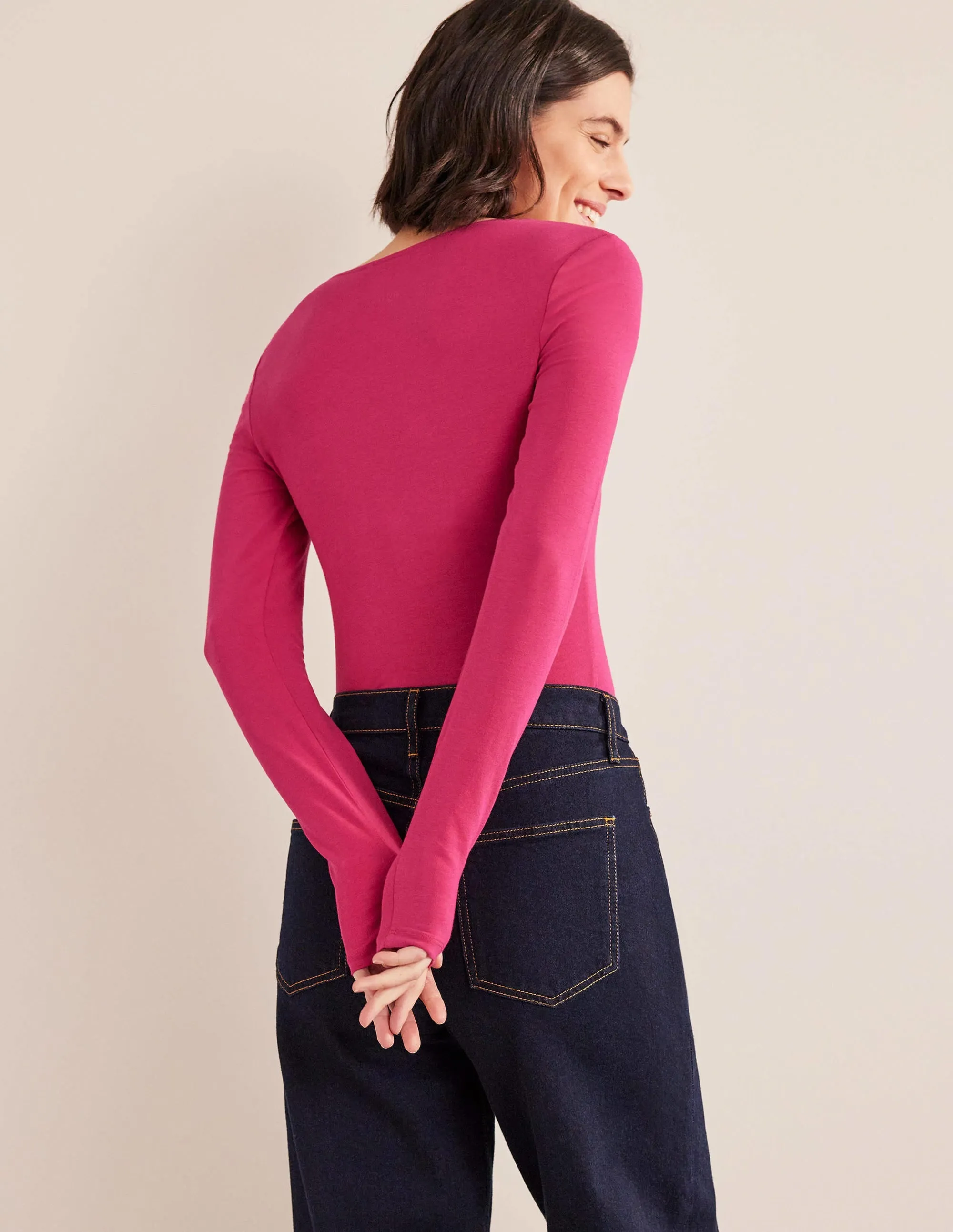 Double Layer Scoop Neck Top-Ruby