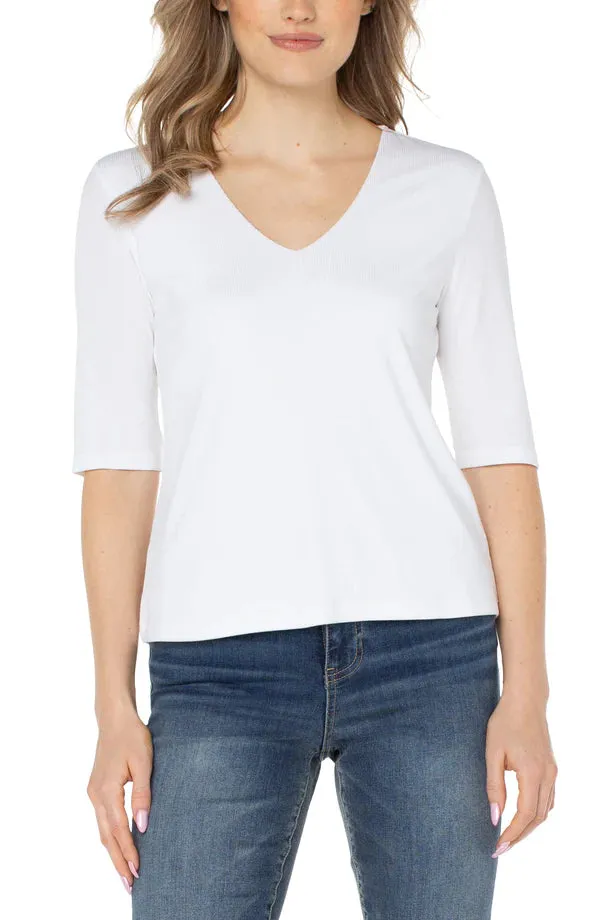 Double Layer V Neck Ribbed Top (Liverpool)