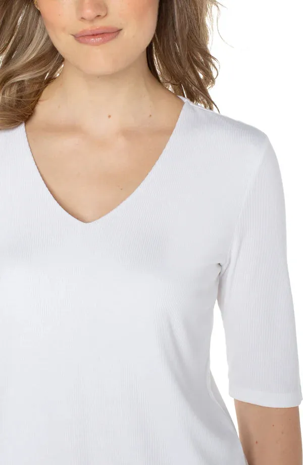 Double Layer V Neck Ribbed Top (Liverpool)