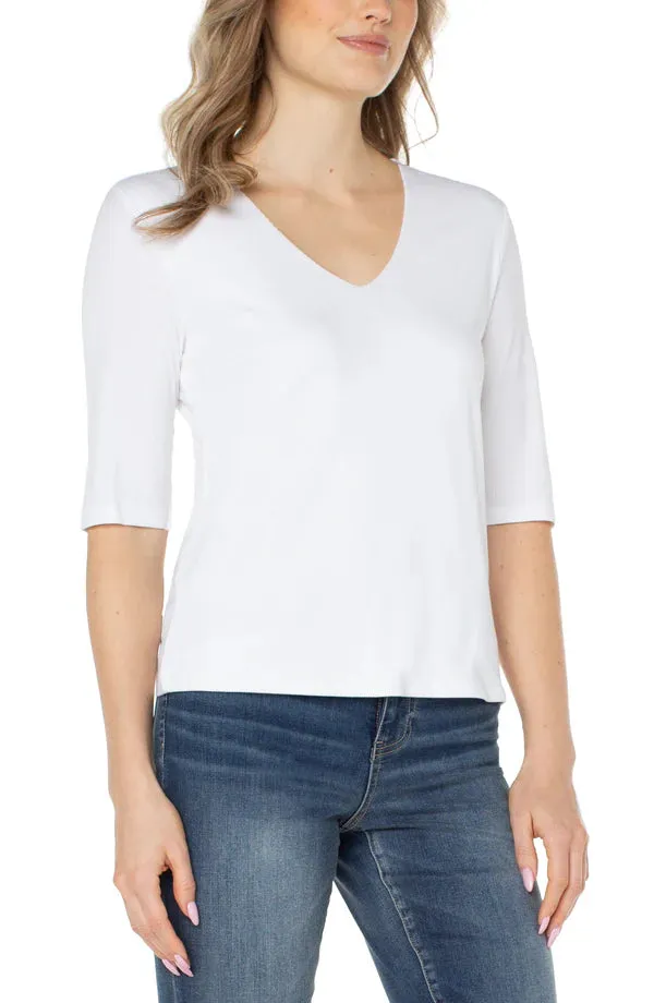 Double Layer V Neck Ribbed Top (Liverpool)