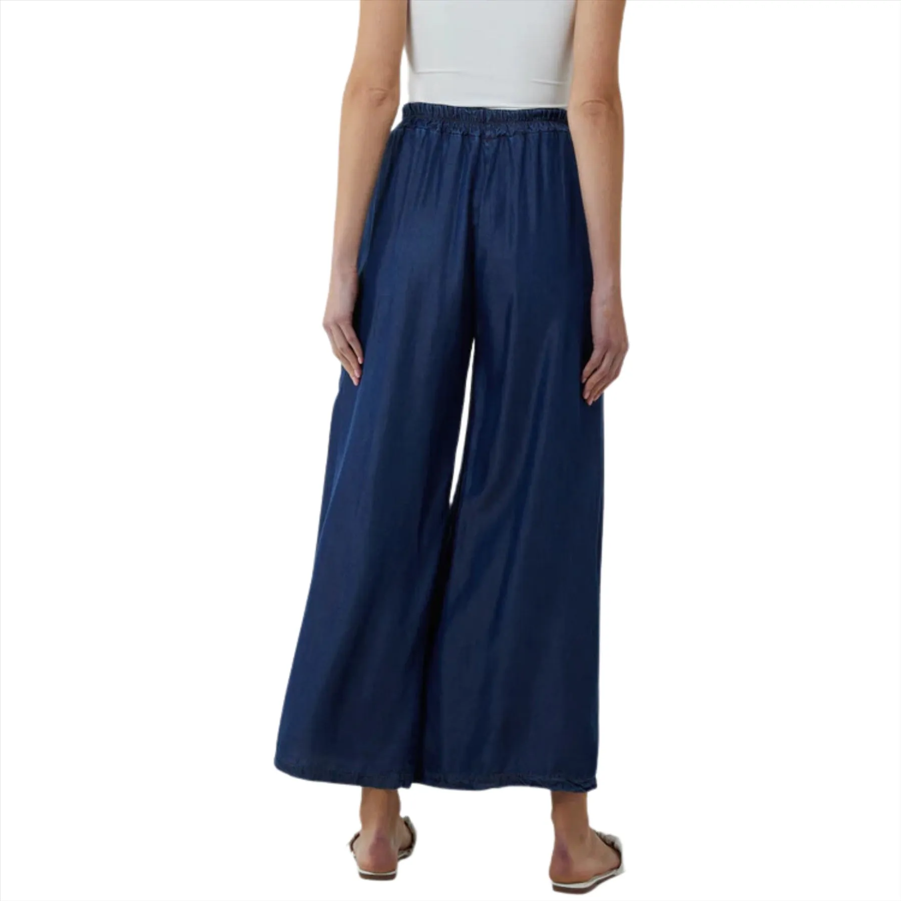 Elasticated Waist Wide Leg Culottes | Dark Denim | One Size